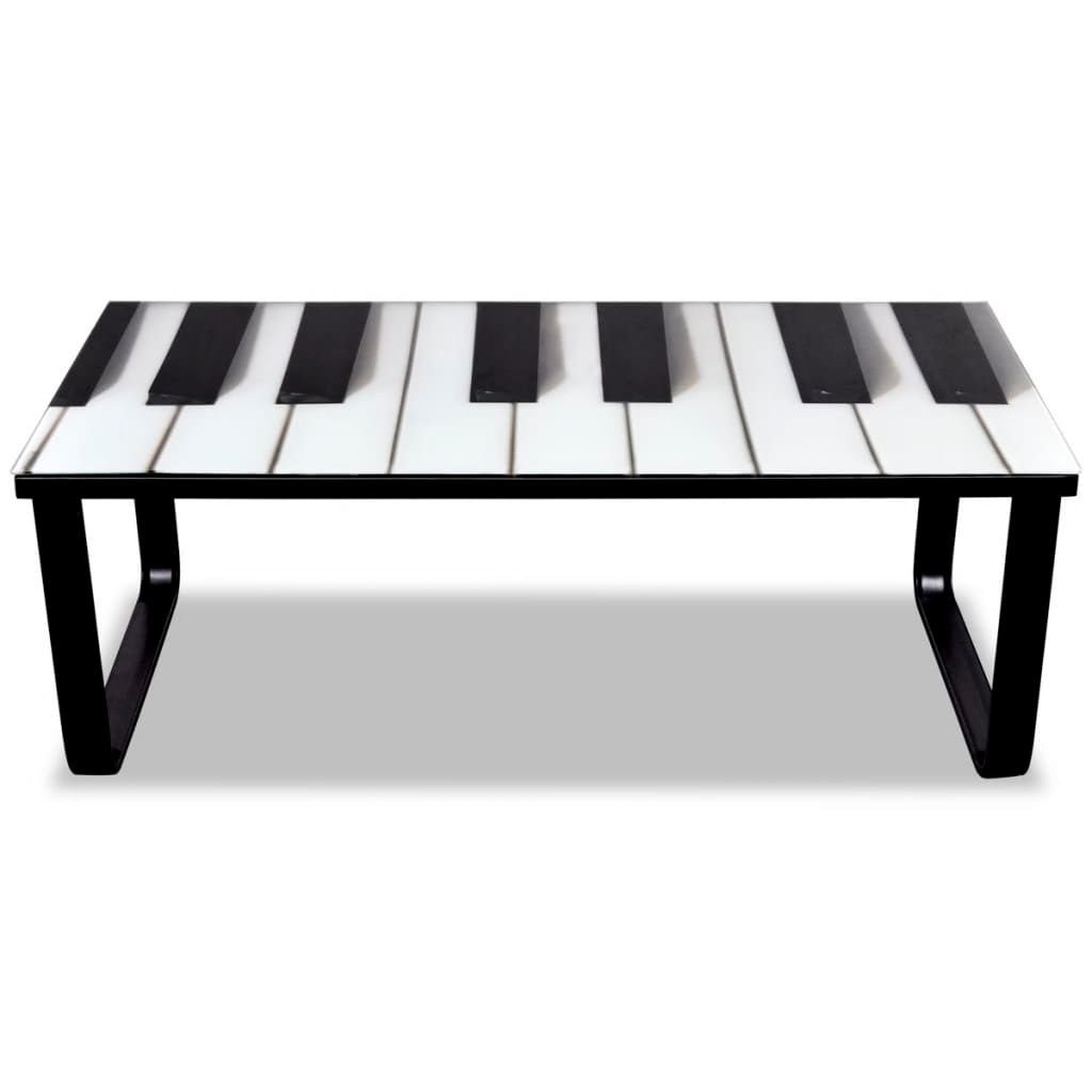 Tavolino da Salotto con Piano in Vetro con Stampa Pianoforte vidaXL
