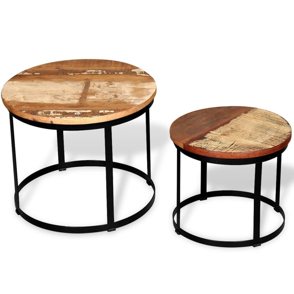 Tavolini da Salotto Tondi Legno Massello di Recupero 40cm/50cm vidaXL