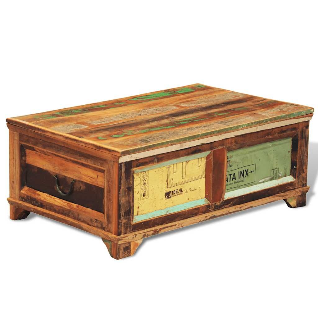 Tavolino da Caffè con Stoccaggio Vintage in Legno di Recupero vidaXL