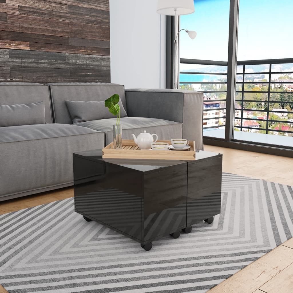 Tavolino da Salotto Nero Lucido 60x60x35 cm Legno Multistrato vidaXL