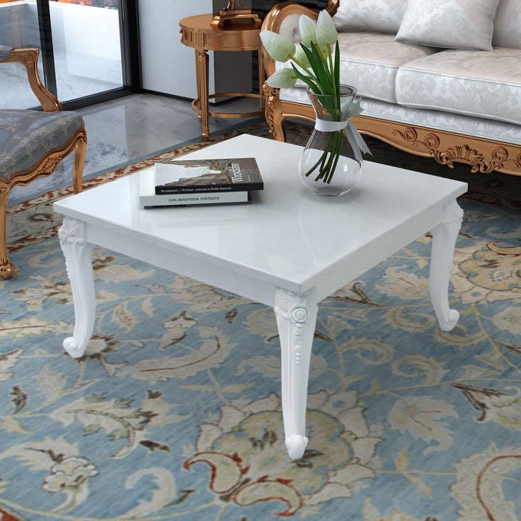 Tavolino da Salotto 80x80x42 cm Lucido Bianco vidaXL