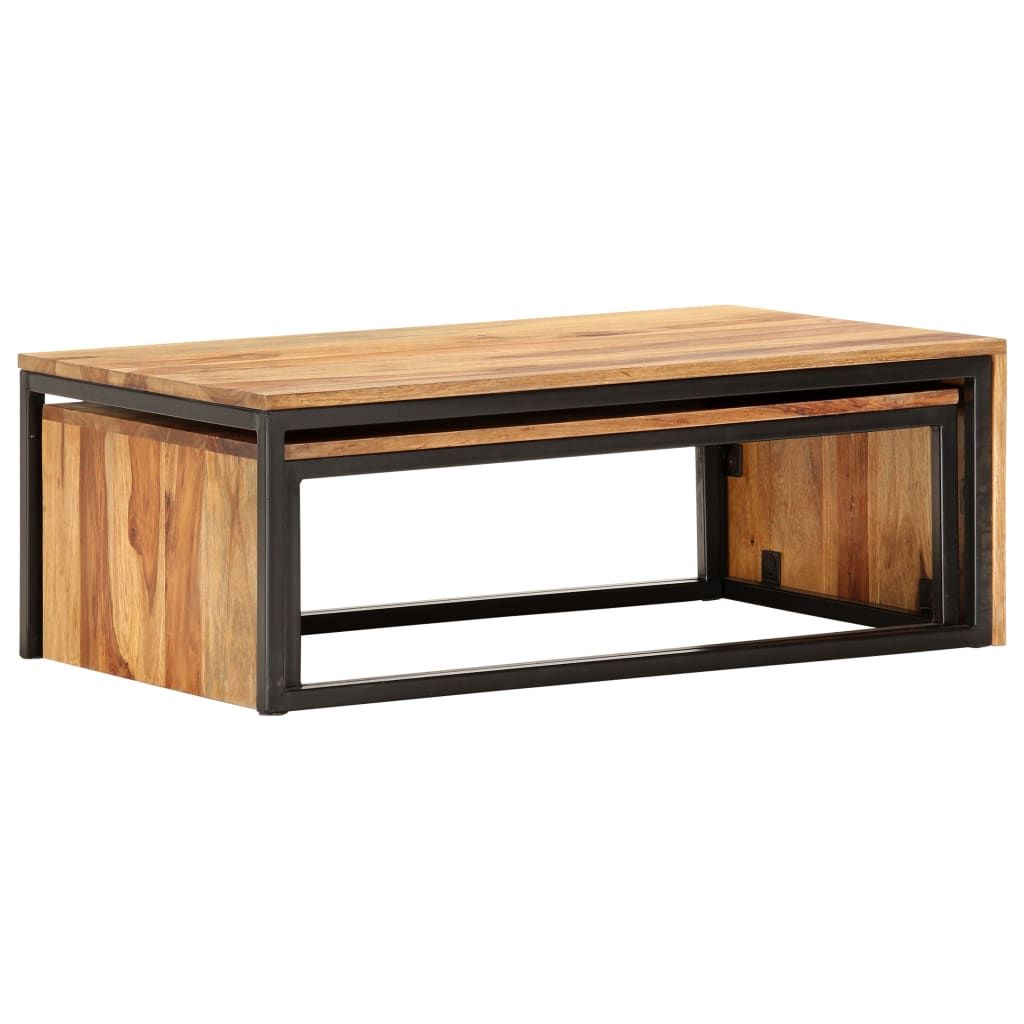 Tavolini Impilabili 2 pz in Legno Massello di Acacia vidaXL