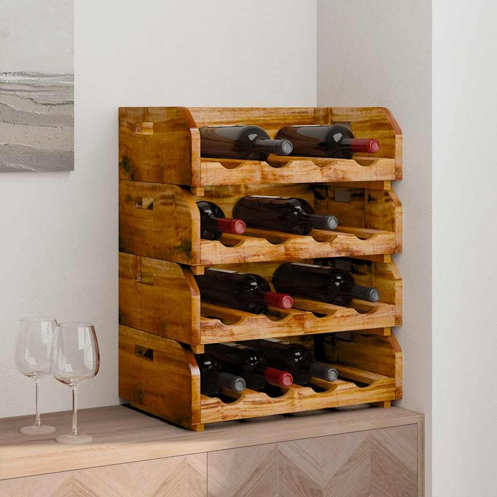 Set Portavini 4 pz per 16 Bottiglie in Legno Massello di Mogano vidaXL