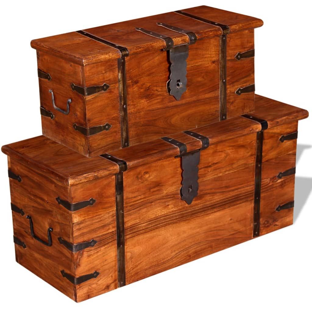 Set Bauli 2 pz in Legno Massello vidaXL