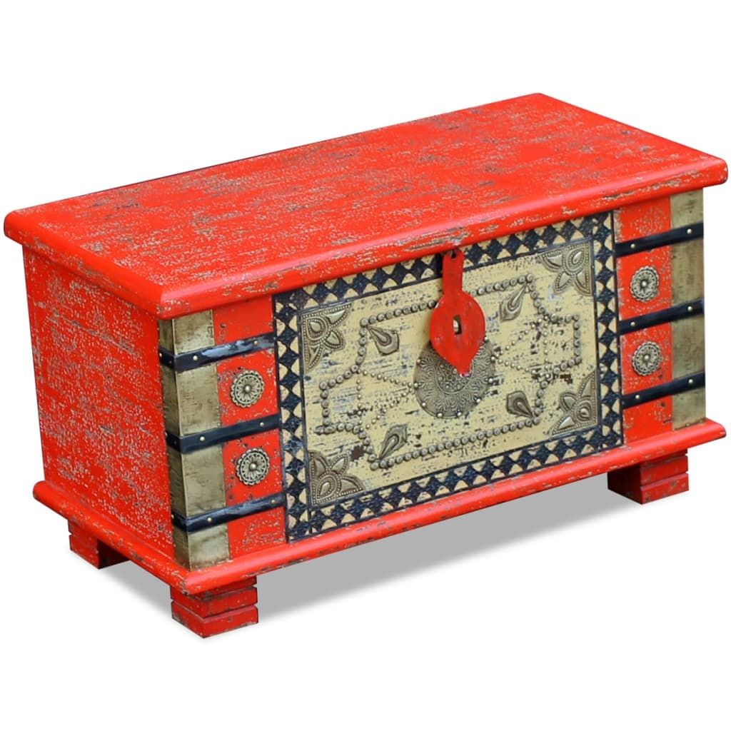 Baule Rosso in Legno di Mango 80x40x45 cm vidaXL