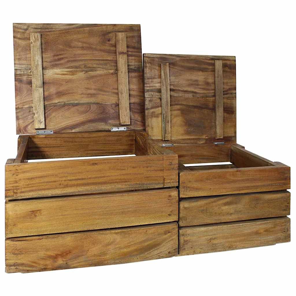 Set di Casse Portaoggetti 2 pz in Legno Massello di Mogano vidaXL