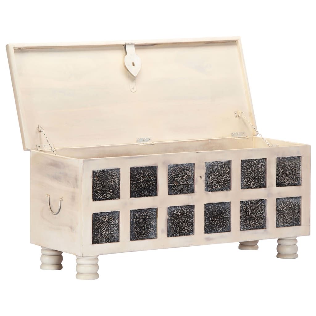 Cassapanca Bianca 110x40x45 cm in Legno Massello di Acacia vidaXL