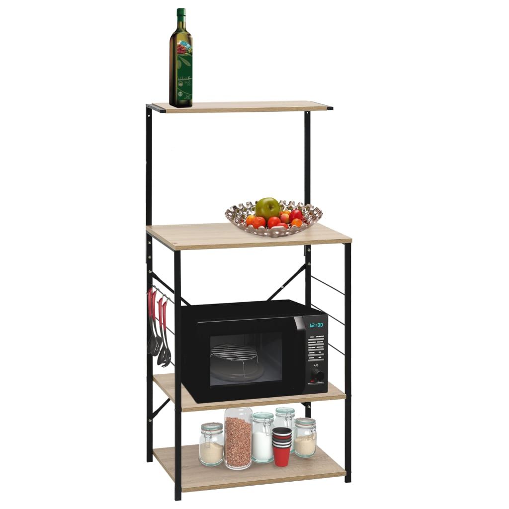 Mobile Microonde Nero e Rovere 60x39,6x123cm Legno Multistrato vidaXL