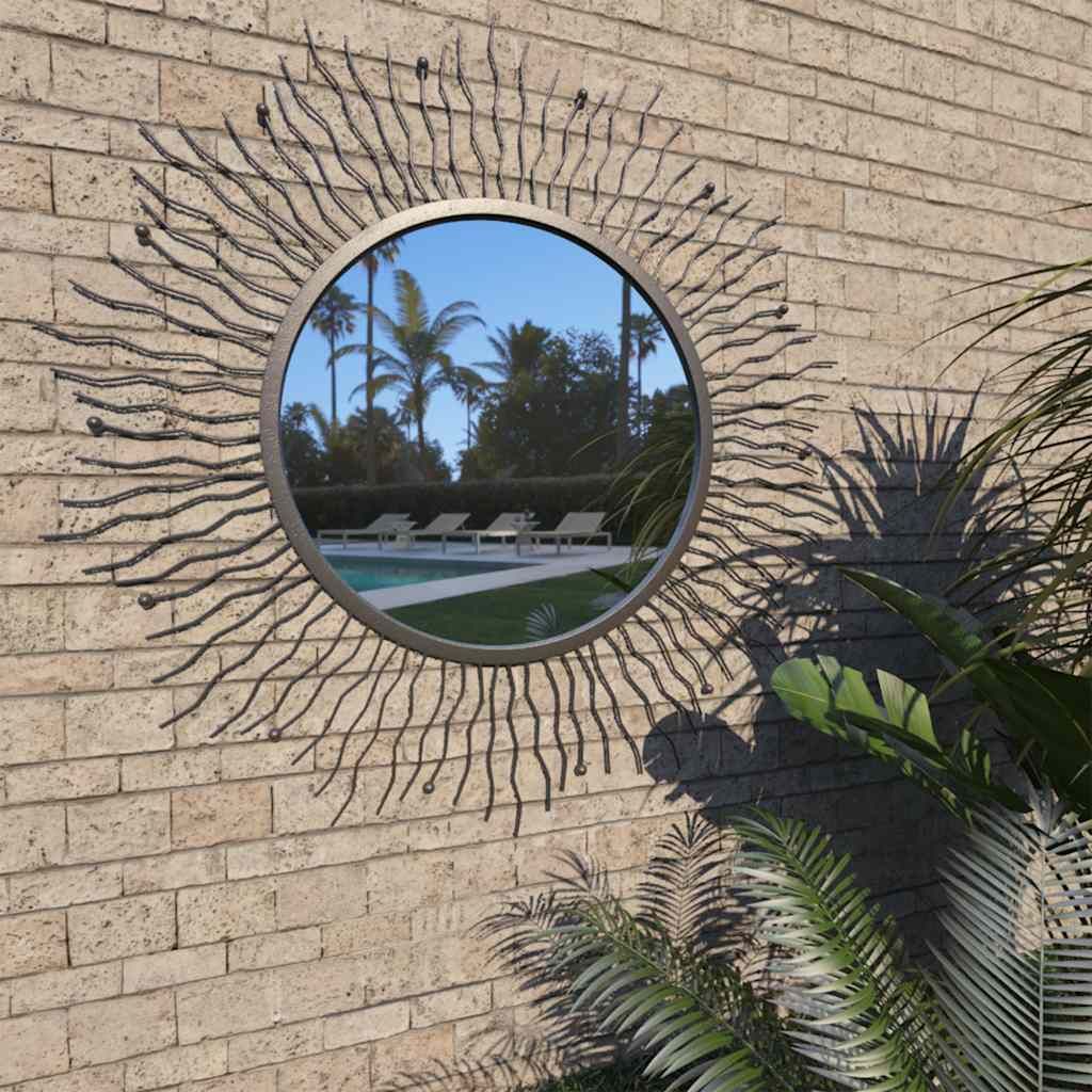 Specchio da Parete per Giardino a Raggiera 80 cm Nero vidaXL