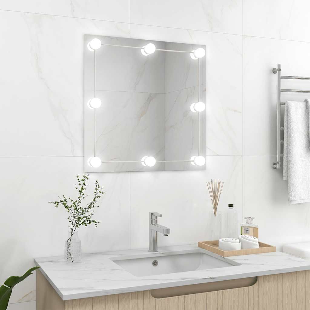 Specchio da Parete Quadrato con Luci LED in Vetro vidaXL