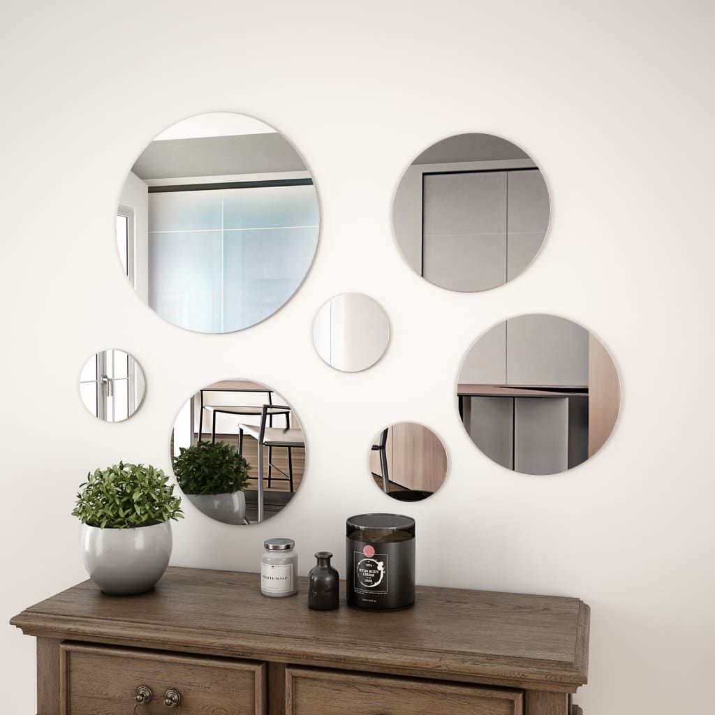Set di Specchi da Parete 7 pz in Vetro Circolare vidaXL