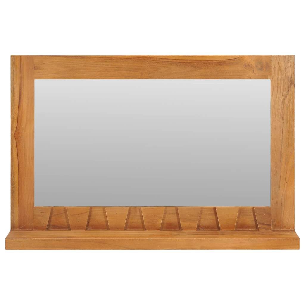 Specchio da Parete con Mensola 60x12x40 cm in Massello di Teak vidaXL