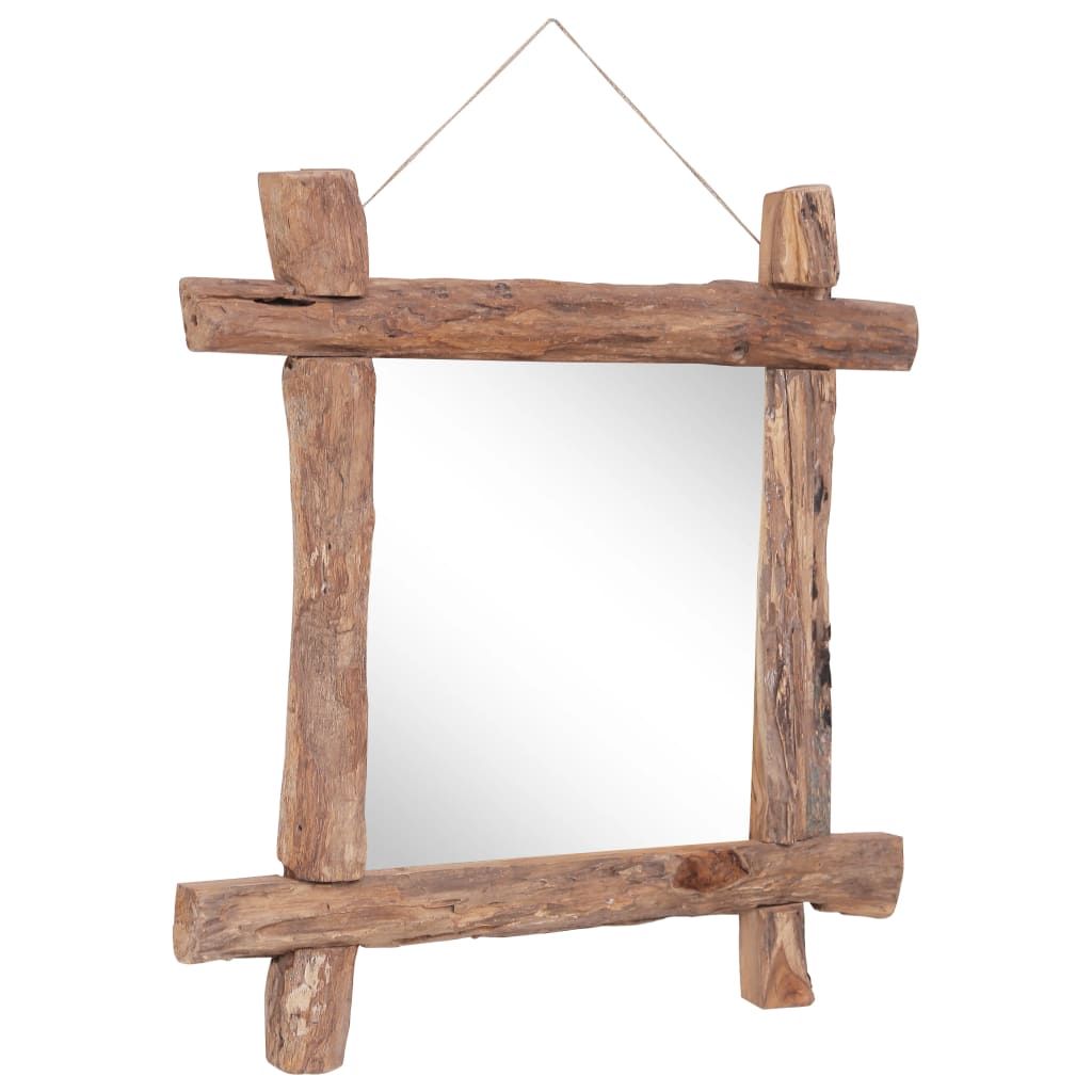 Specchio con Tronchi Naturale 70x70 cm in Teak di Recupero vidaXL