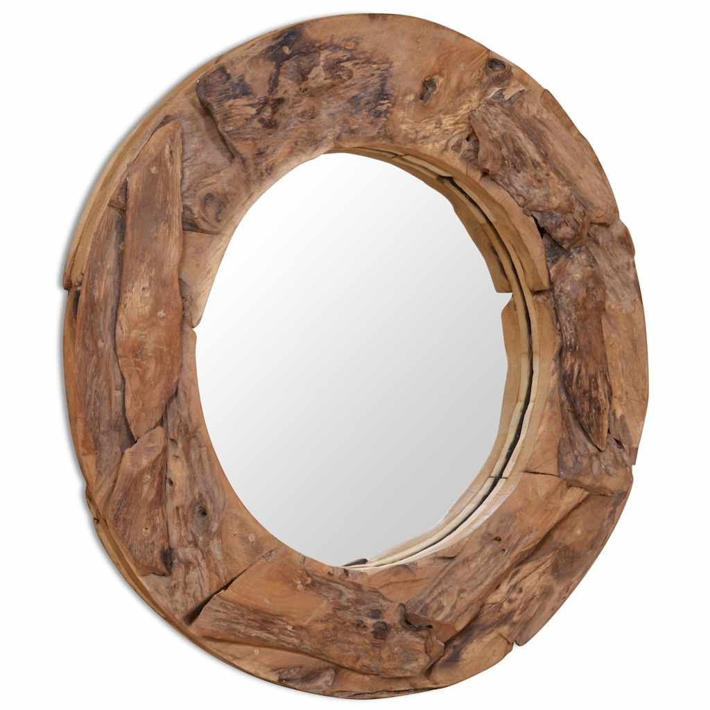 Specchio Decorativo in Legno di Teak 80 cm Rotondo vidaXL