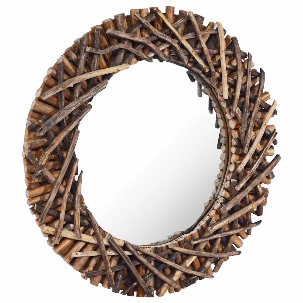 Specchio da Parete 60 cm in Legno di Teak Rotondo vidaXL