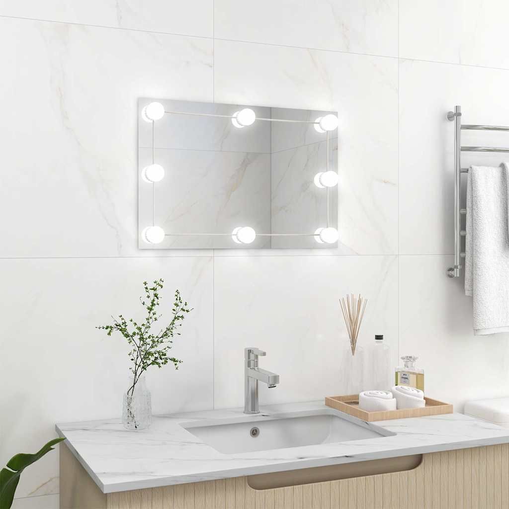 Specchio da Parete Rettangolare con Luci LED in Vetro vidaXL