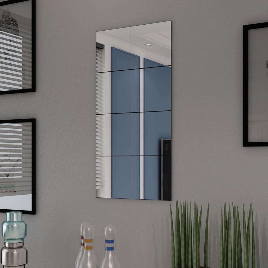 Piastrelle in Vetro a Specchio senza Cornice 8 pz 20,5 cm vidaXL