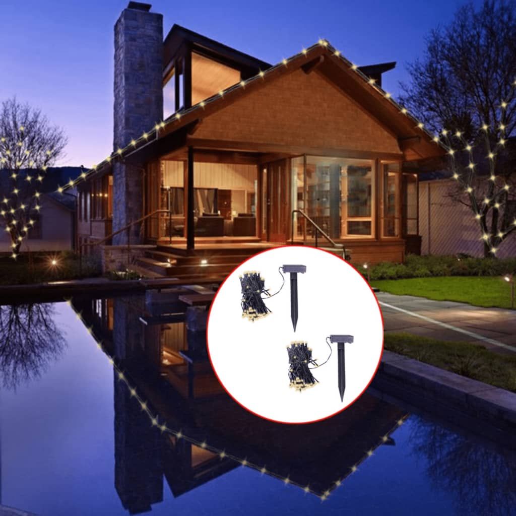 Stringa Solare di Luci LED 2 pz Bianco Caldo vidaXL