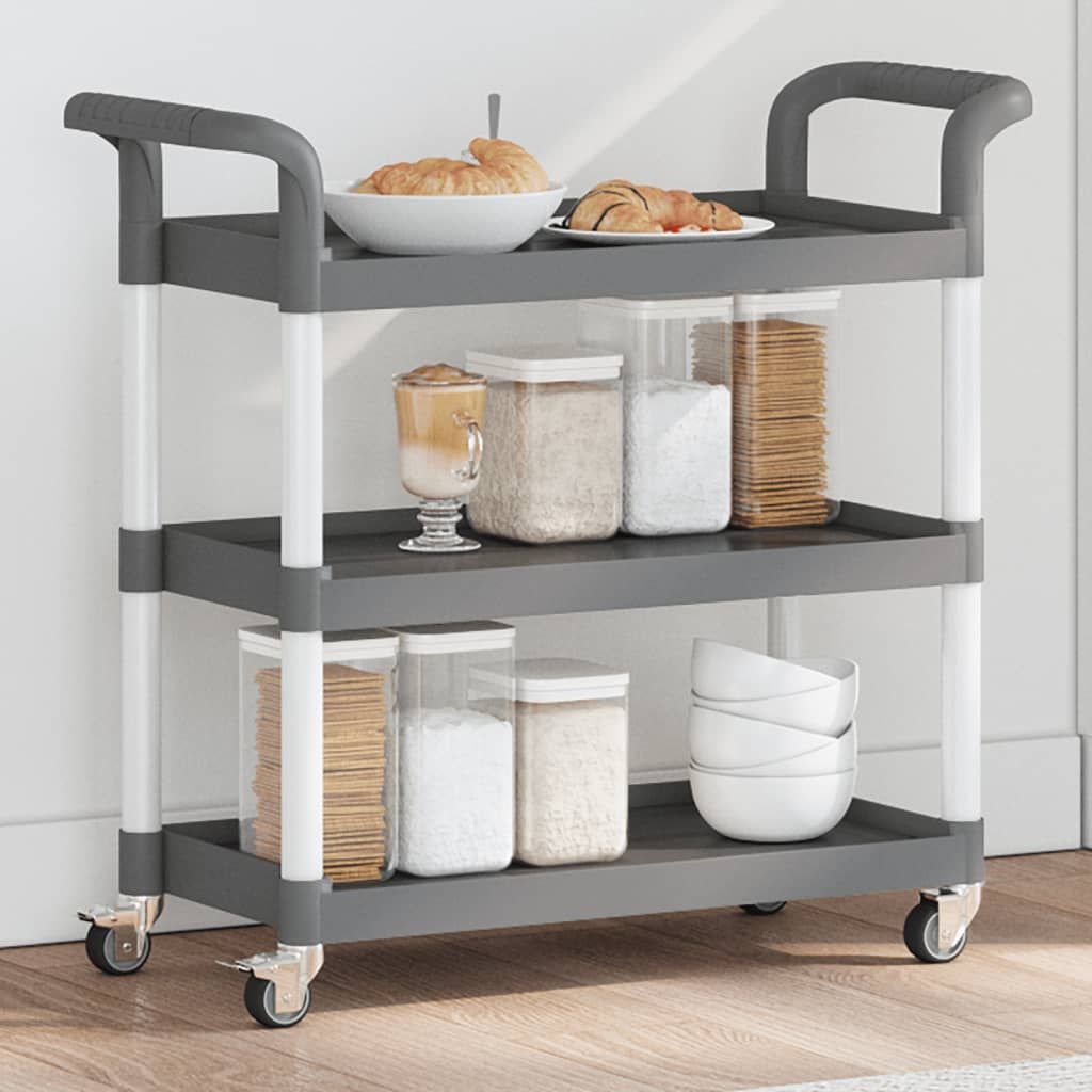 Carrello a 3 Ripiani Grigio 77x34x72 cm in Alluminio vidaXL