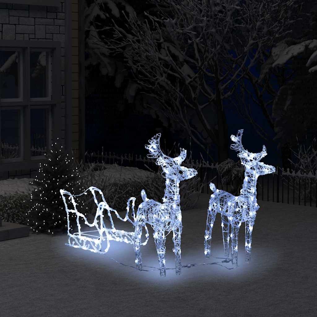 Decorazione Natalizia Renne e Slitta 160 LED 130 cm in Acrilico vidaXL