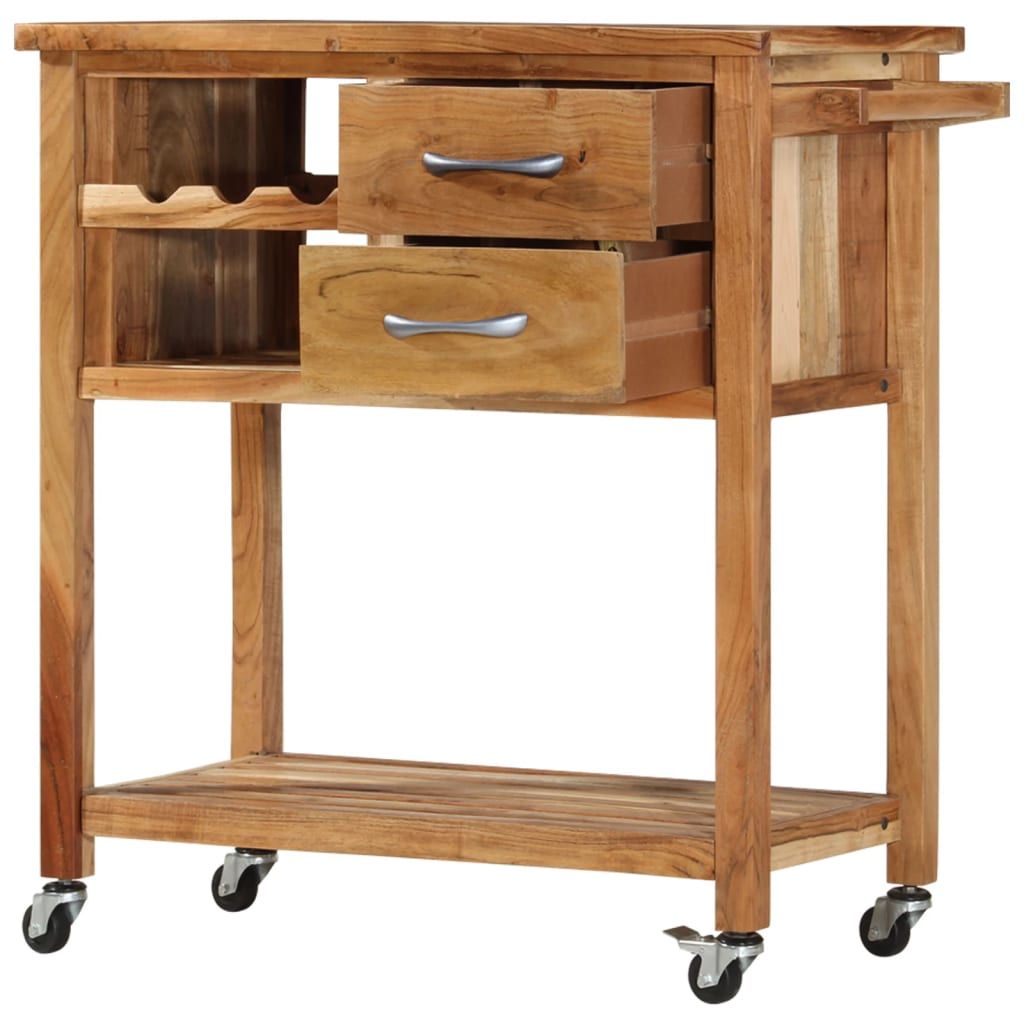 Carrello da Cucina 80x45x91 cm in Legno Massello di Acacia vidaXL