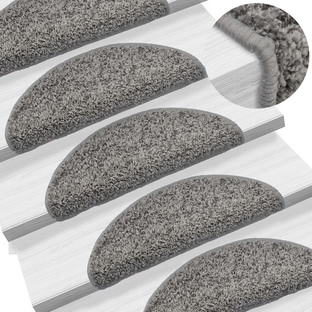Tappetini per scale 15 pz 56x17x3 cm Grigio Semicircolari vidaXL