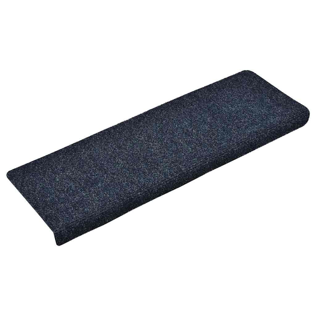Tappetini per scale autoadesivi 15 pz 65x21x4 cm blu bordo rettangolare vidaXL