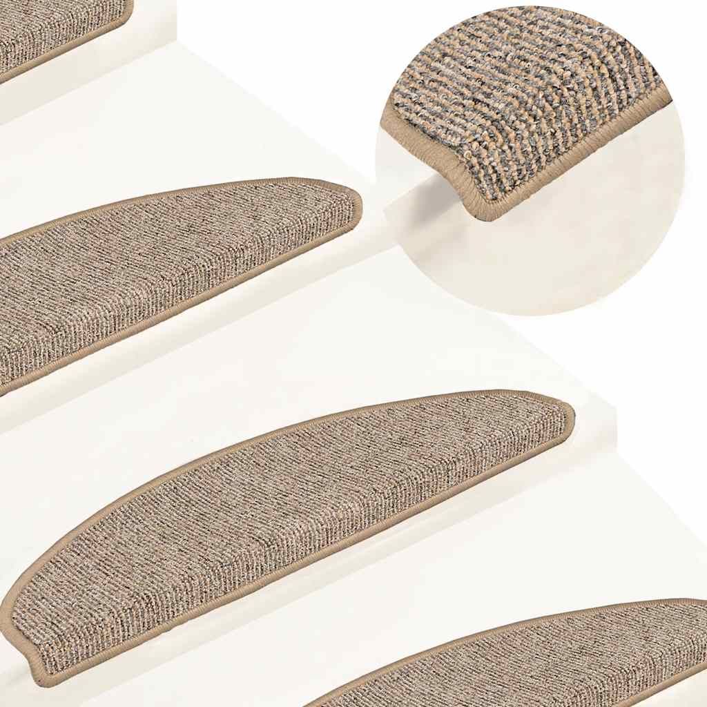 Tappetini per scale 15 pz 65x21x4 cm Marrone Semicircolari Grandi vidaXL