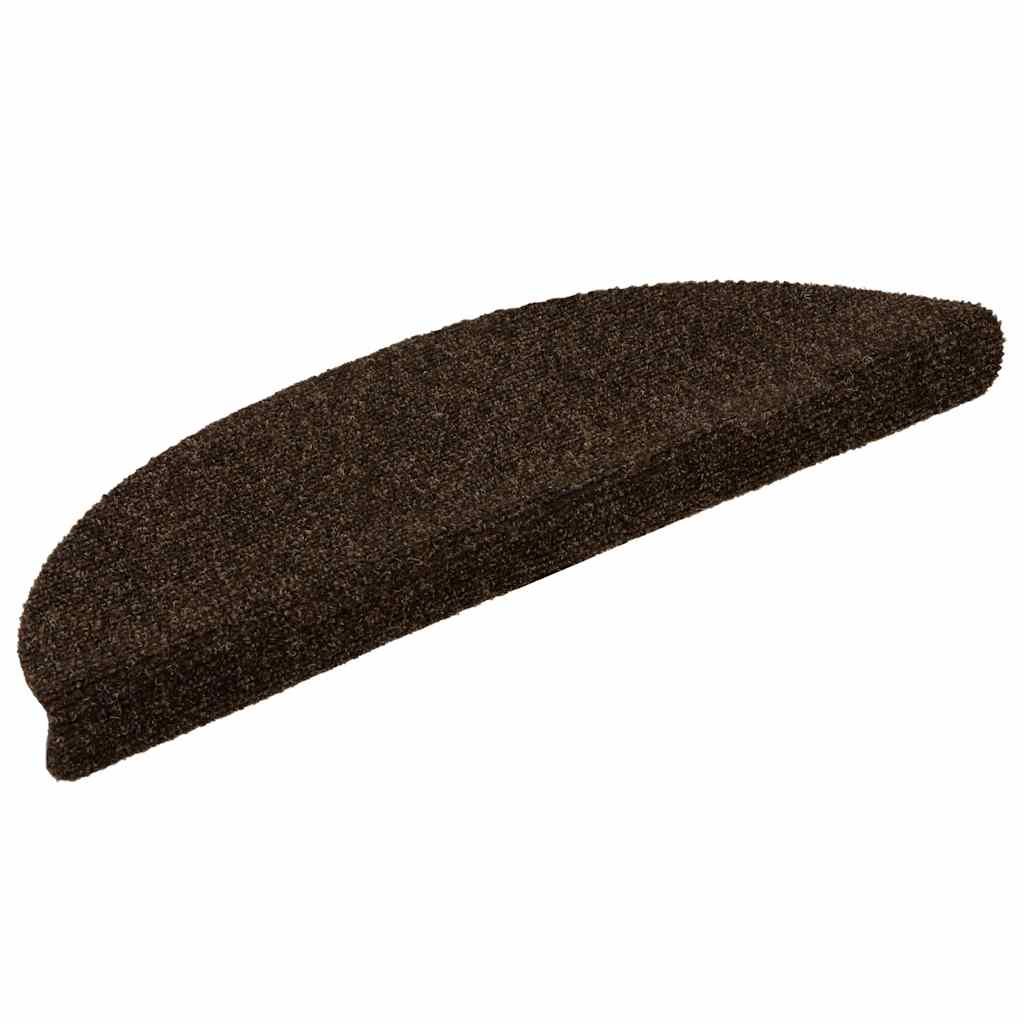 Tappetini per scale autoadesivi 10 pz 56x17x3 cm Marrone Semicircolari vidaXL