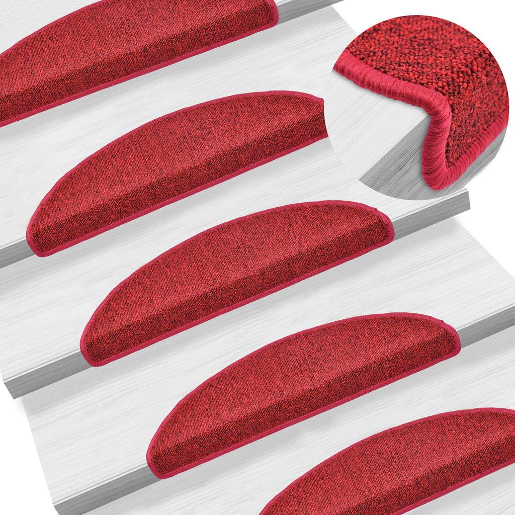 Tappetini per scale 10 pz 56x17x3 cm Rossi semicircolari vidaXL