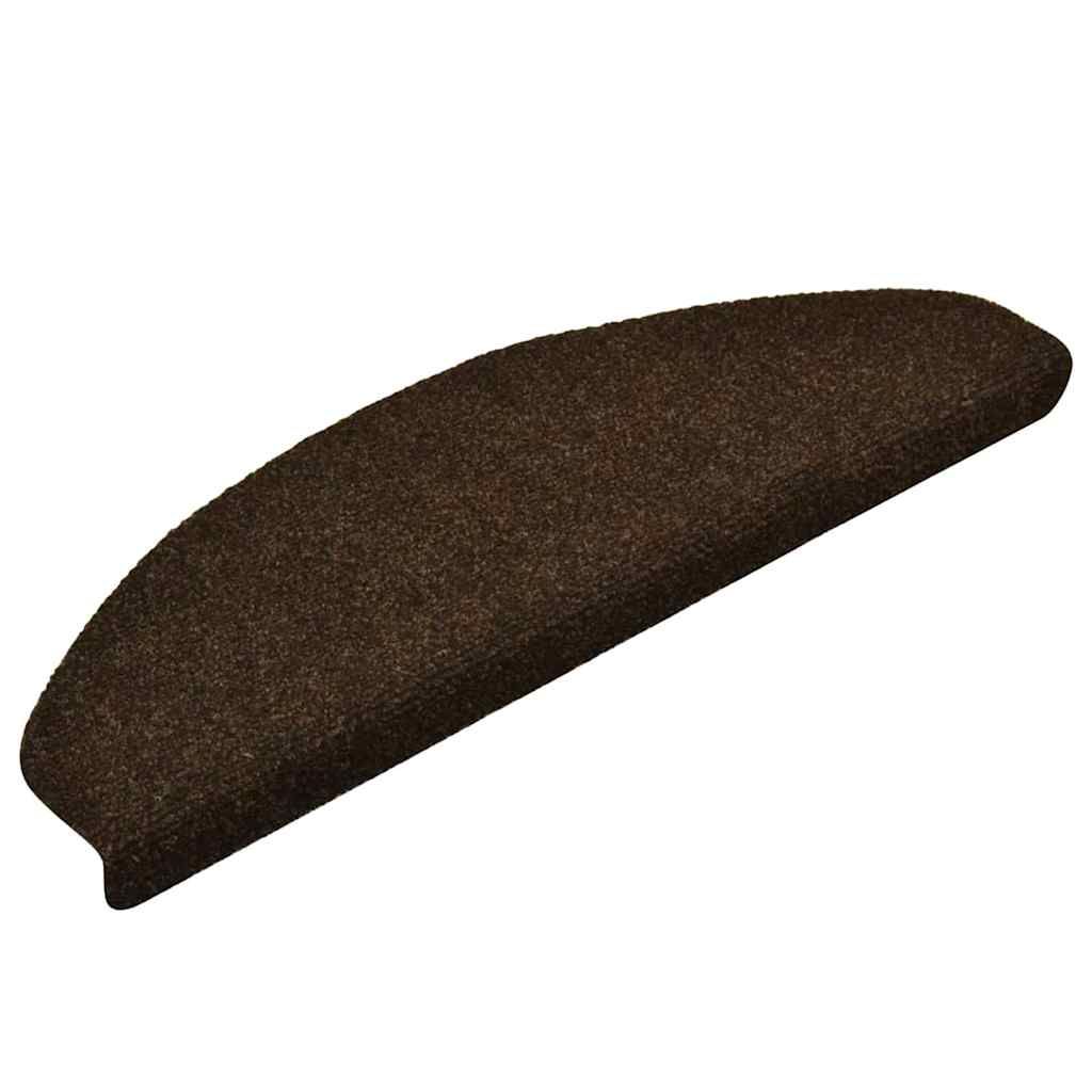 Tappetini per scale autoadesivi 10 pz 65x21x4 cm marrone semicircolari grandi vidaXL