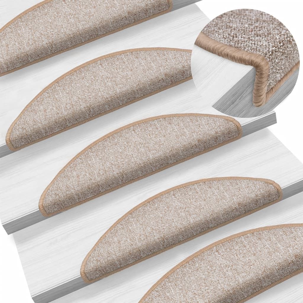 Tappetini per scale 10 pz 56x17x3 cm Marrone chiaro Semicircolari vidaXL
