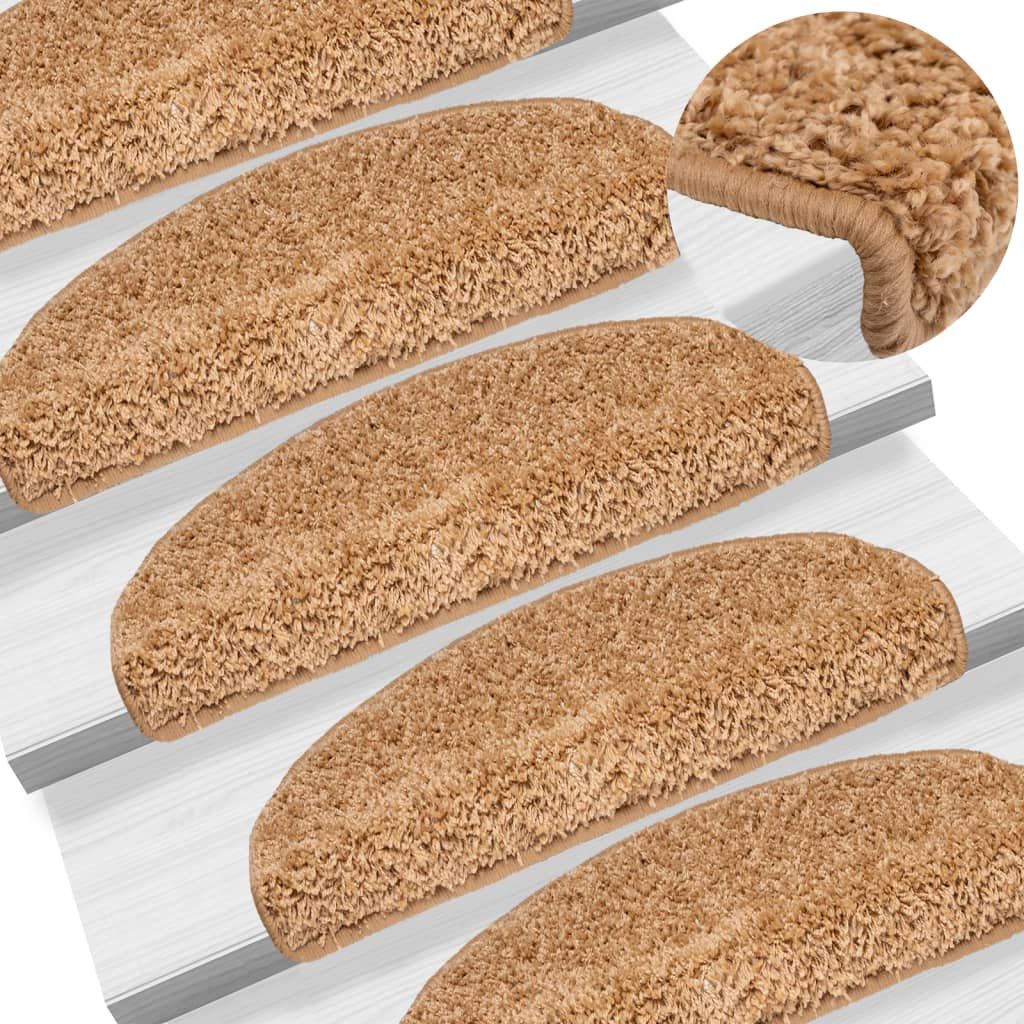 Tappetini per scale 10 pz 65x21x4 cm Beige Semicircolari Grandi vidaXL