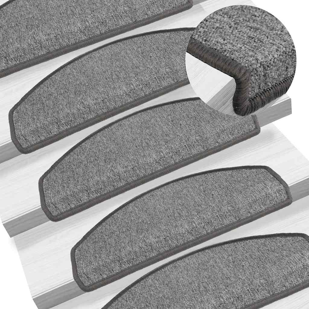 Tappetini per scale 10 pz 65x24x4 cm Grigio scuro Semicircolari Grandi vidaXL