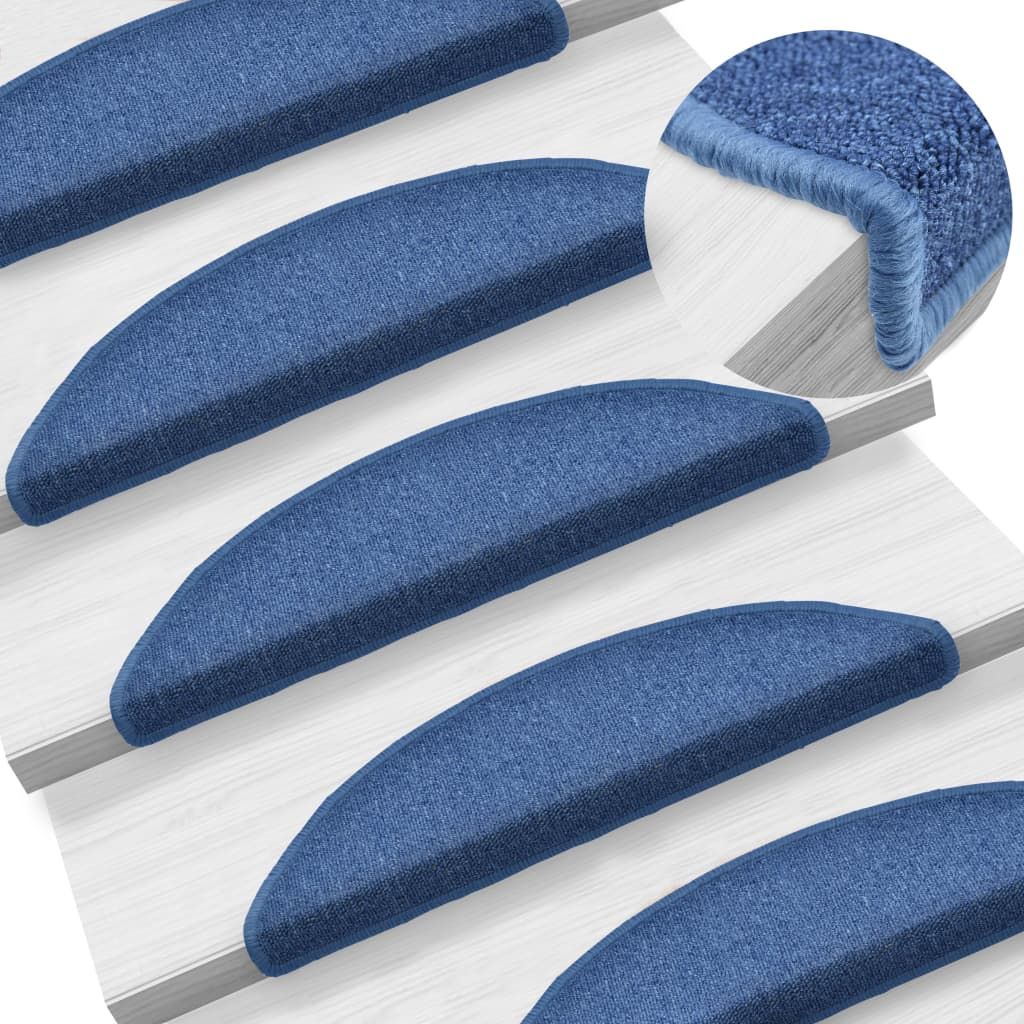 Tappetini per scale 10 pz 56x17x3 cm blu semicircolari vidaXL