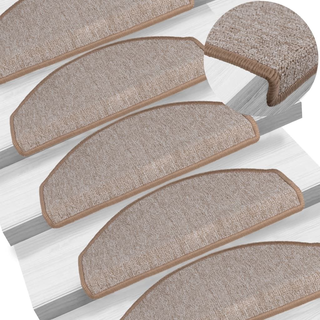 Tappetini per scale 15 pz 65x24x4 cm Marrone chiaro Semicircolari Grandi vidaXL