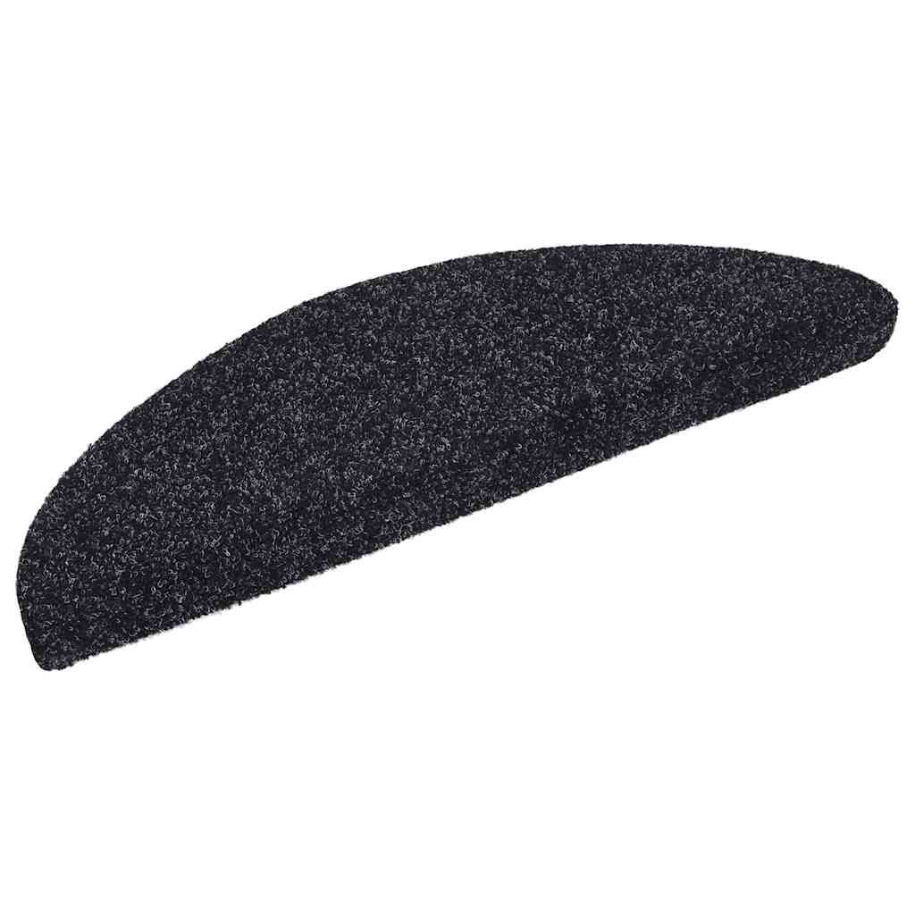 Tappetini per scale autoadesivi 10 pz 56x17x3 cm neri semicircolari vidaXL