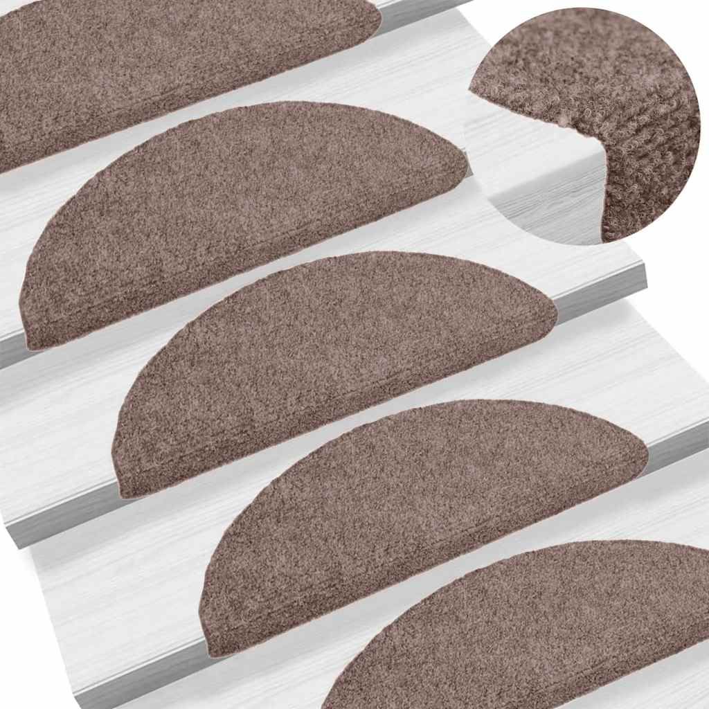 Tappetini per scale autoadesivi 10 pz 56x17x3 cm Marrone Chiaro Semicircolari vidaXL