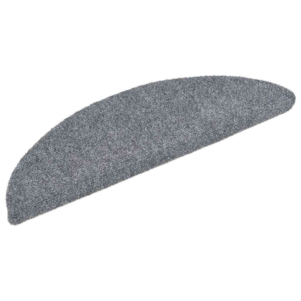 Tappetini per scale autoadesivi 5 pz 56x17x3 cm Grigio chiaro semicircolari vidaXL