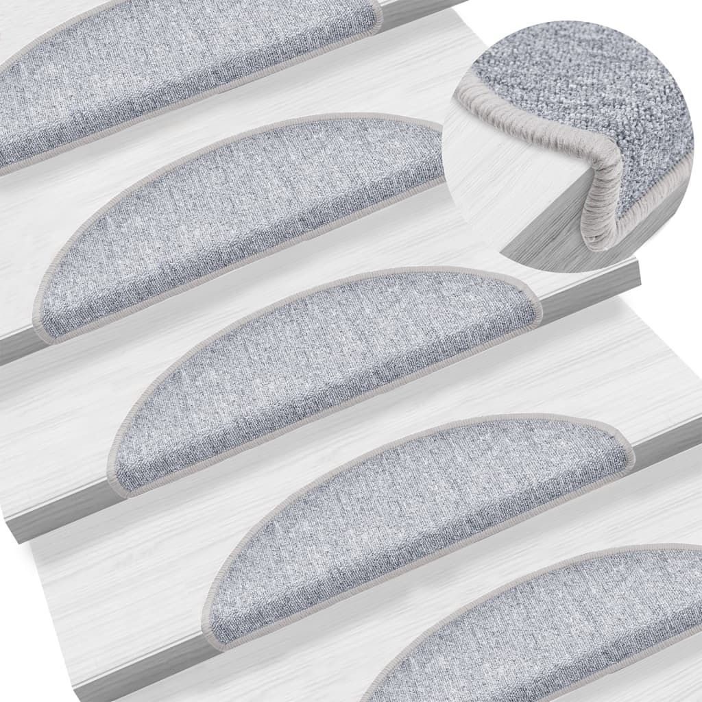 Tappetini per Scale 15 pz Grigio Chiaro 56x17x3 cm vidaXL