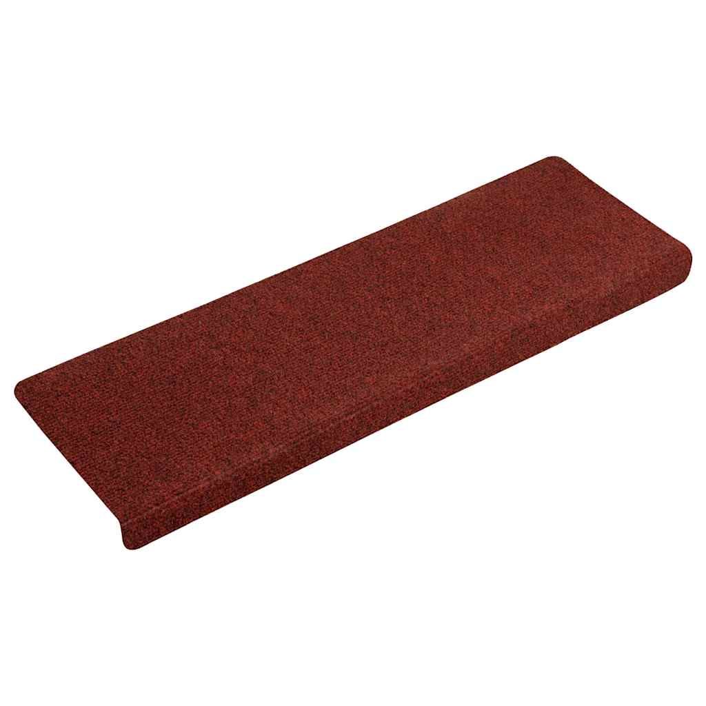 Tappetini per scale autoadesivi 15 pz 65x21x4 cm Bordeaux Rosso Bordo rettangolare vidaXL