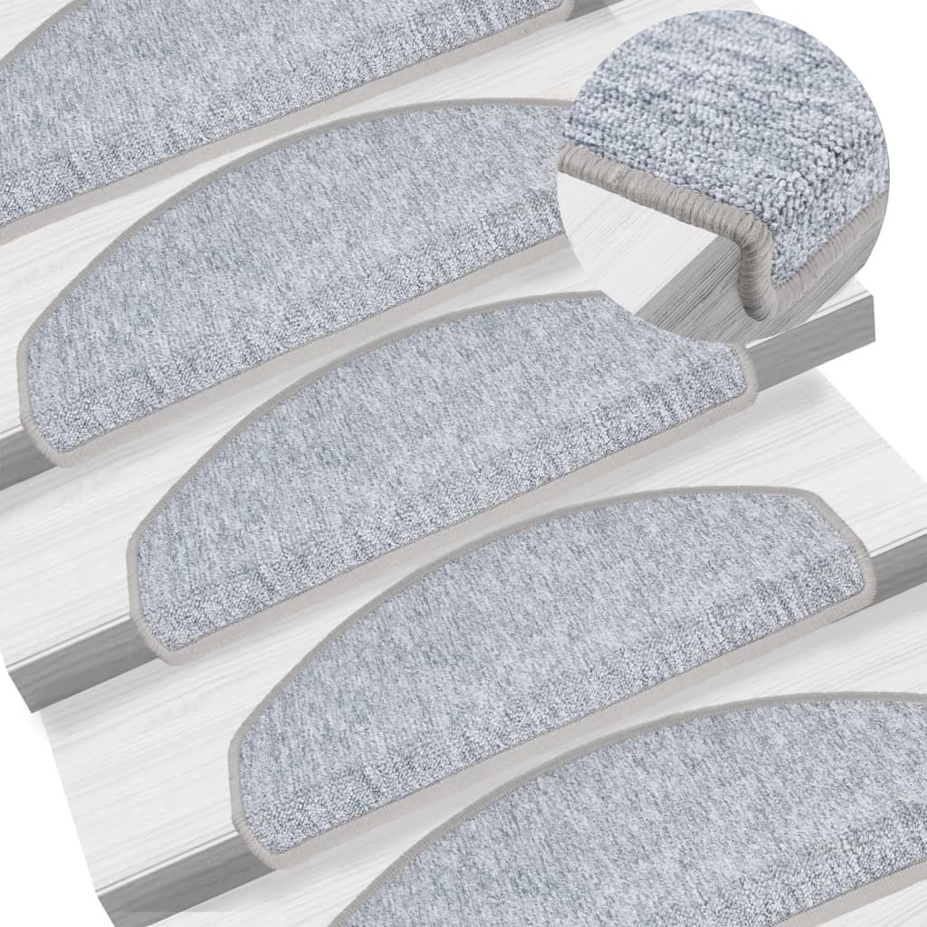 Tappetini per Scale 15 pz Grigio Chiaro 65x24x4 cm vidaXL