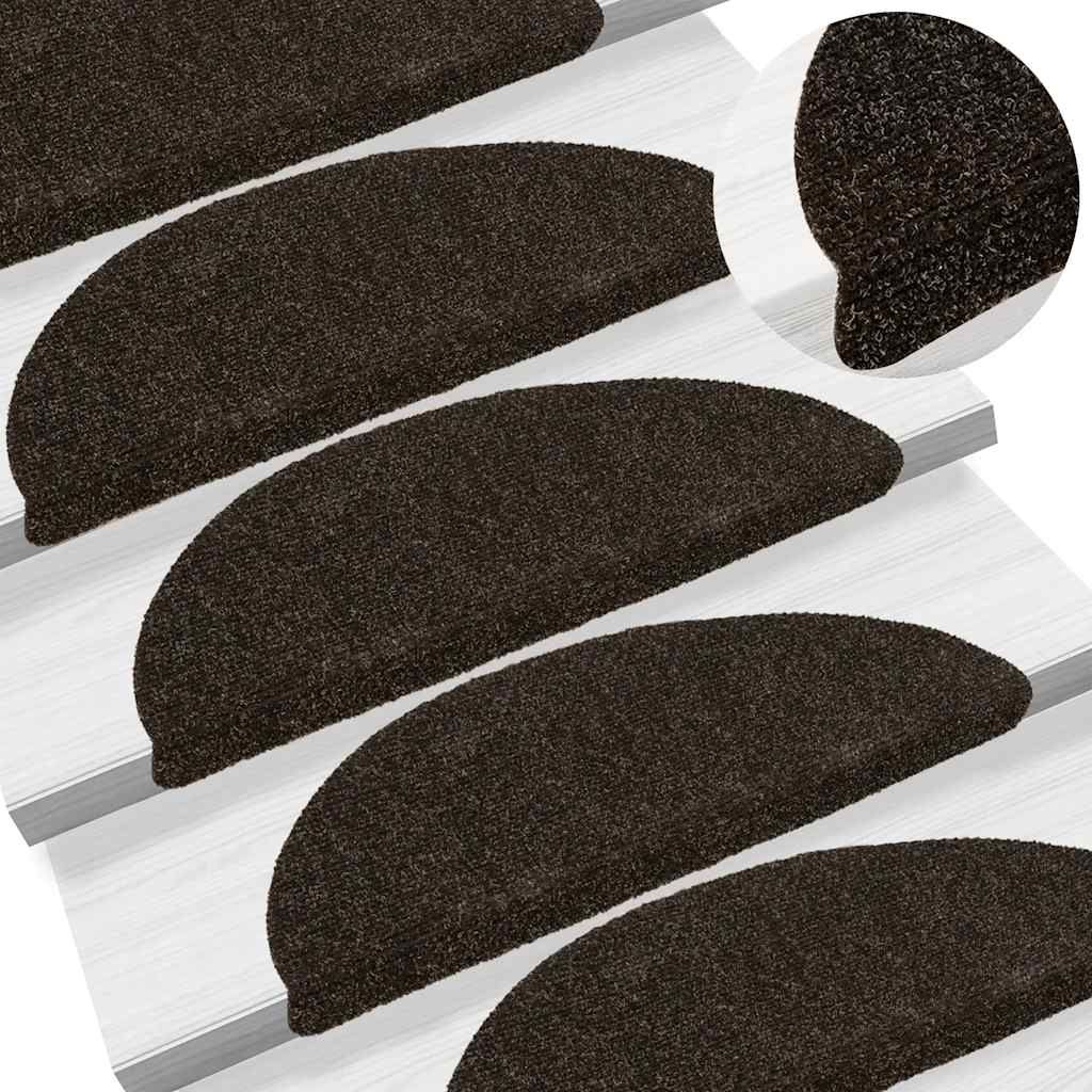 Tappetini per scale autoadesivi 5 pz 56x17x3 cm marrone scuro semicircolari vidaXL