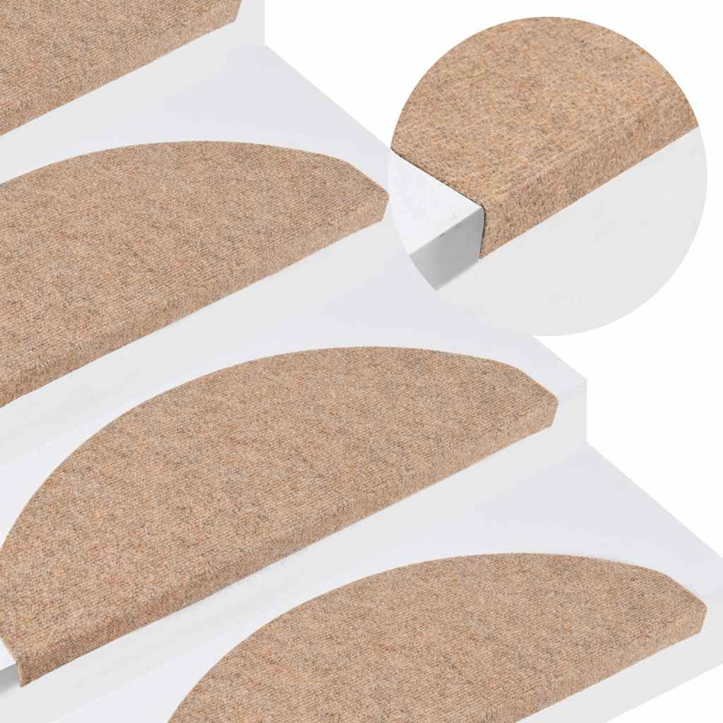 Tappetini Autoadesivi per Scale 15 pz 65x22,5x3,5 cm Beige vidaXL