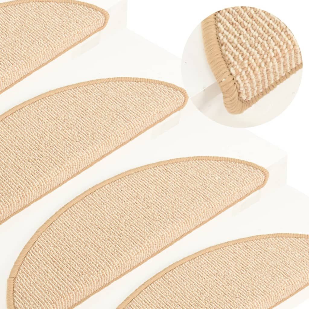 Tappetini per scale 15 pz 56x17x3 cm Crema Semicircolari vidaXL