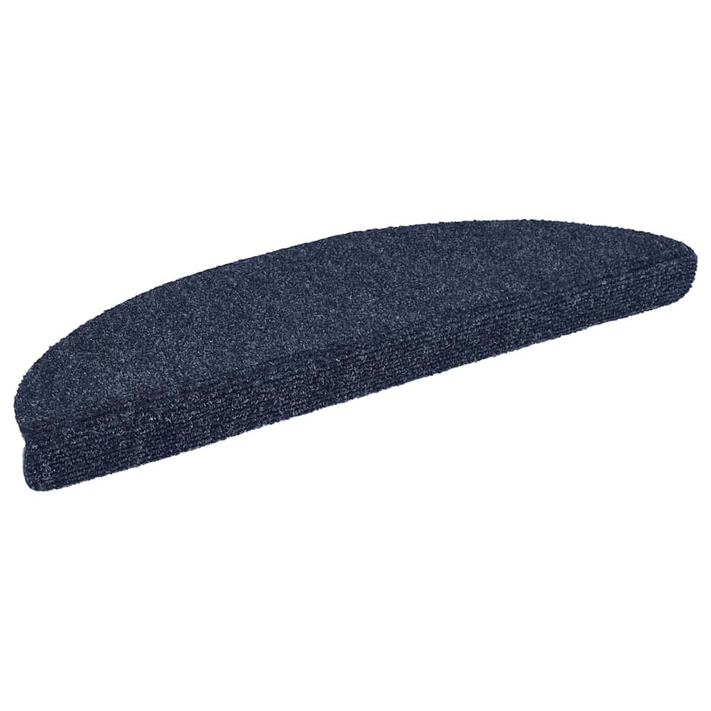 Tappetini per scale autoadesivi 15 pz 56x17x3 cm blu semicircolari vidaXL