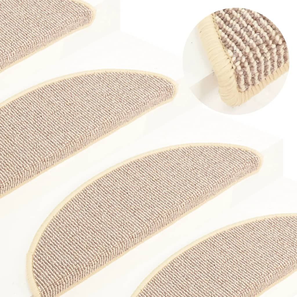 Tappetini per scale 15 pz 56x17x3 cm Bianco e Marrone Semicircolari vidaXL