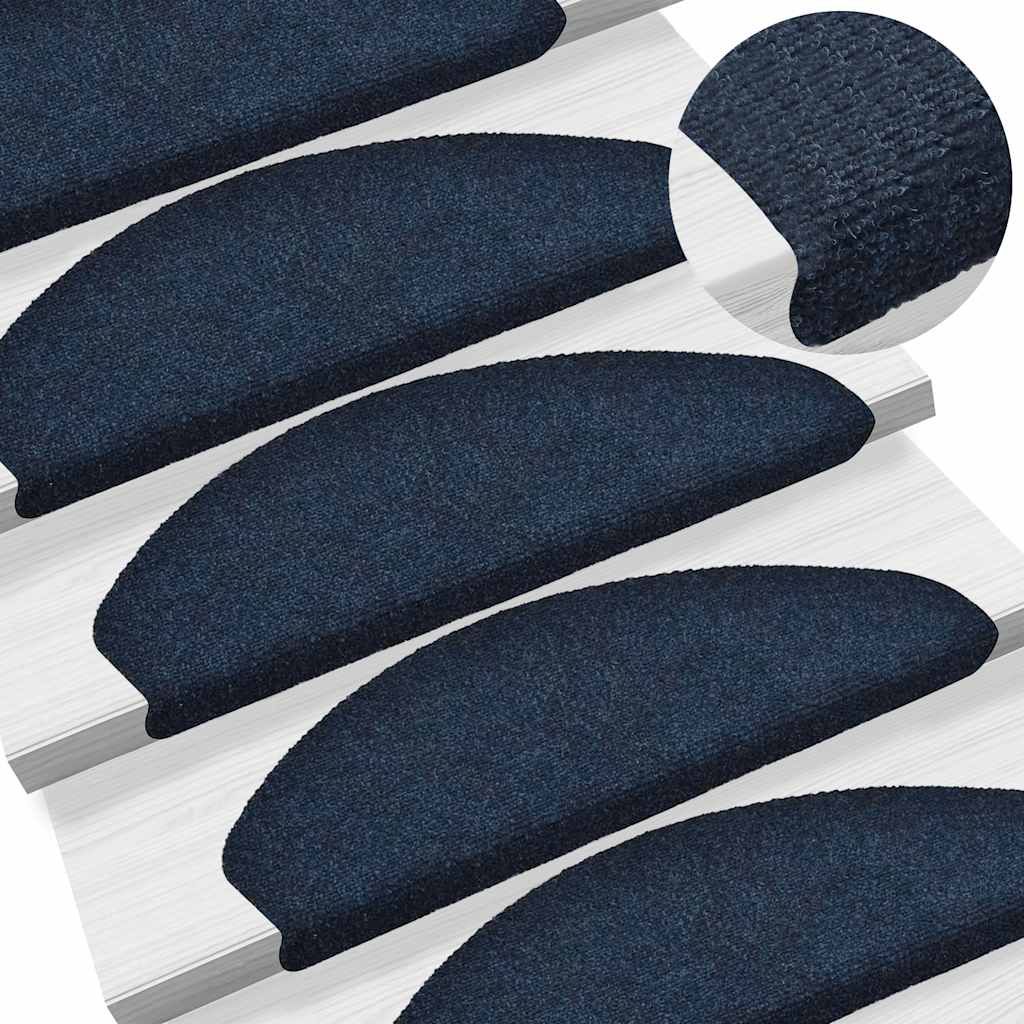 Tappetini per scale autoadesivi 5 pz 65x21x4 cm blu navy semicircolari grandi vidaXL