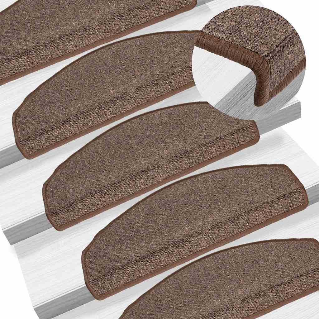 Tappetini per scale 15 pz 65x24x4 cm Marrone caffè Semicircolari Grandi vidaXL