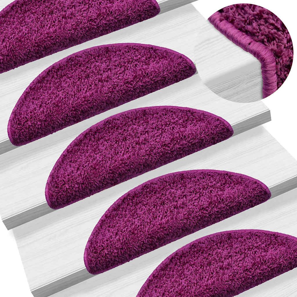 Tappetini per scale 10 pz 56x17x3 cm Viola Semicircolari vidaXL